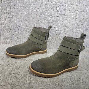 UGG Josefene Womens Size US6 Olive Taupe Suede Buckle Strap Side Zip Ankle Boots